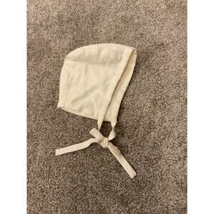 Dannie and Lilou White Linen Unisex Neck Tie Bonnet, 6-12 months